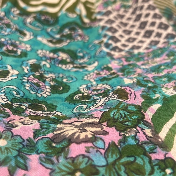 Boho Lightweight Cotton Blouse, Coconut Buttons, Made in Nepal, Size L - Picture 8 of 12